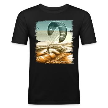 Kitesurfen Kitesurfer Kiteboard - Männer Slim Fit T-Shirt - Schwarz - Vorne - Nik (191cm)