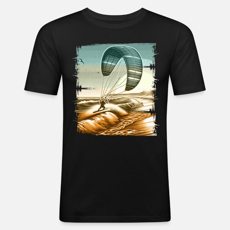 Kitesurfen Kitesurfer Kiteboard - Männer Slim Fit T-Shirt - Schwarz
