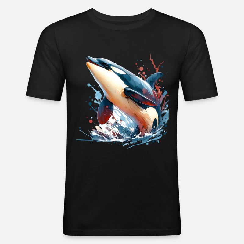 Orca Schwertwal - Männer Slim Fit T-Shirt - Schwarz