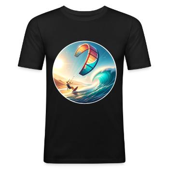 Kitesurfen Kitesurfer Kiteboard - Männer Slim Fit T-Shirt - Schwarz - Vorne - Nik (191cm)