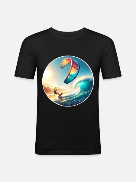 Kitesurf Kitesurfer Kiteboard - T-shirt près du corps Homme - noir