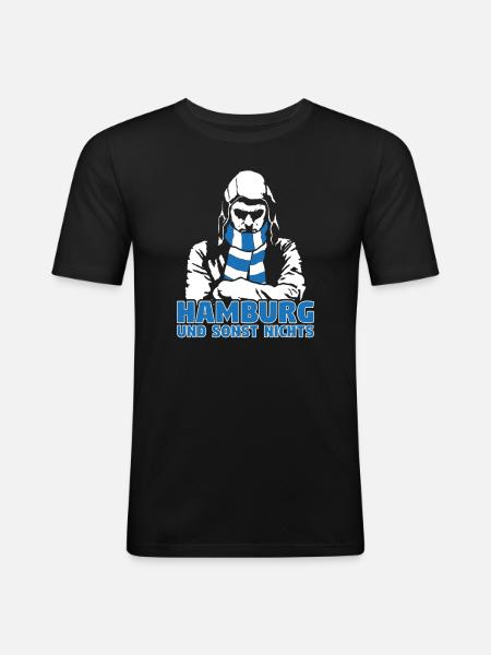 Hamburg und sonst nichts - Männer Slim Fit T-Shirt - Schwarz