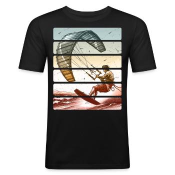 Kitesurfen Kitesurfer Kiteboard - Männer Slim Fit T-Shirt - Schwarz - Vorne - Nik (191cm)
