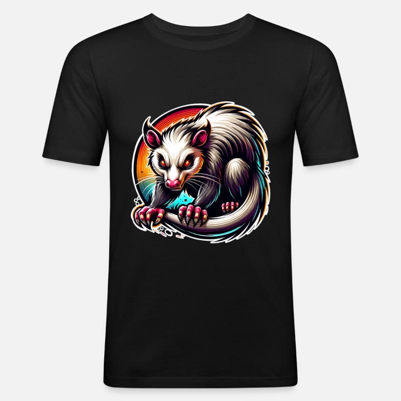 Opossum - Männer Slim Fit T-Shirt - Schwarz