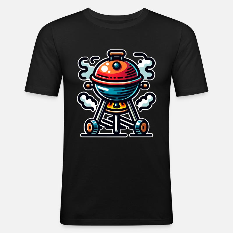 Grill - Männer Slim Fit T-Shirt - Schwarz