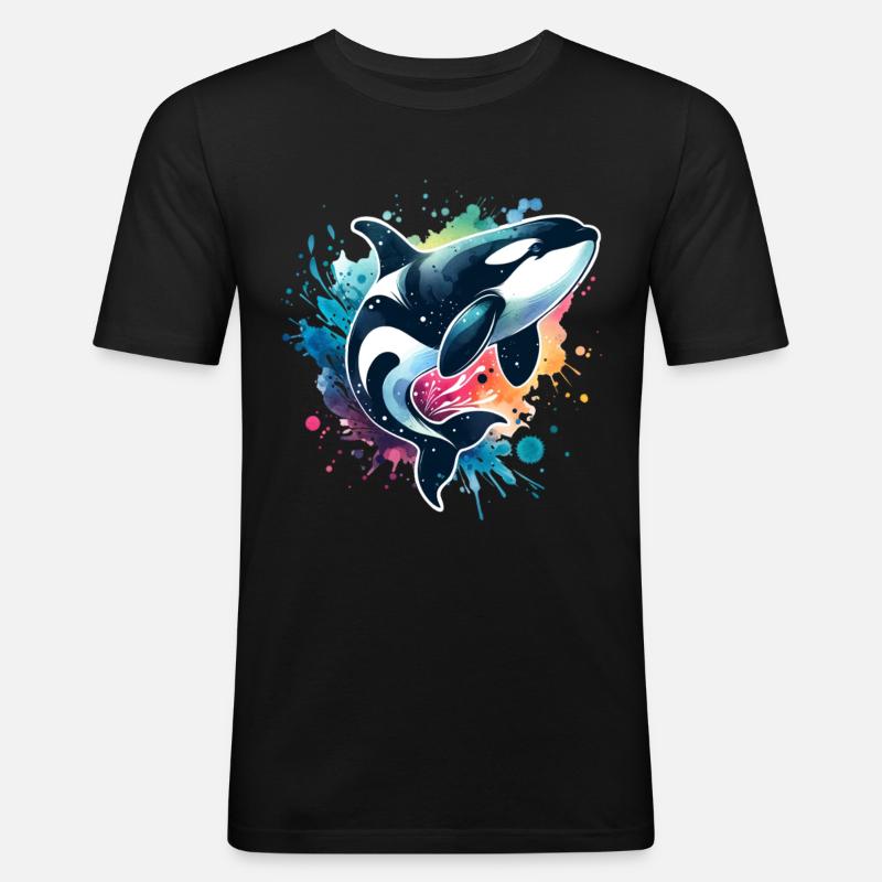 Orca Schwertwal - Männer Slim Fit T-Shirt - Schwarz