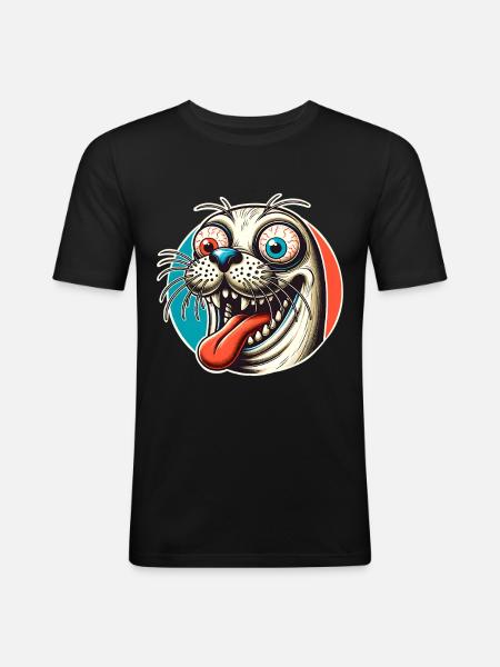 Seehund Robbe - Männer Slim Fit T-Shirt - Schwarz