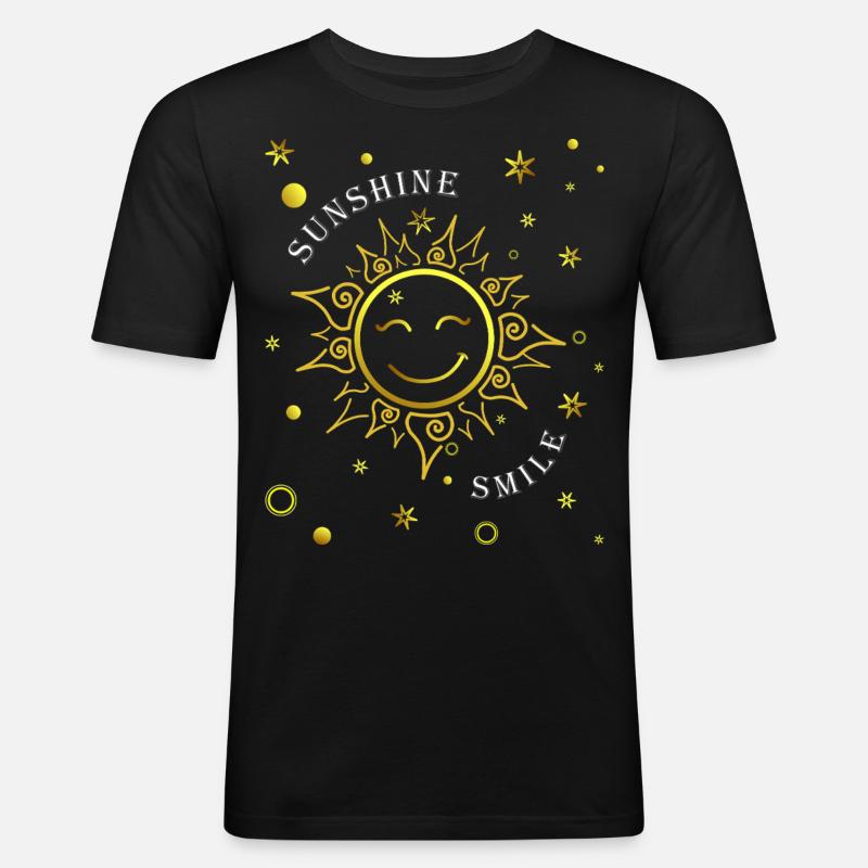 Lachende Sonne - Männer Slim Fit T-Shirt - Schwarz
