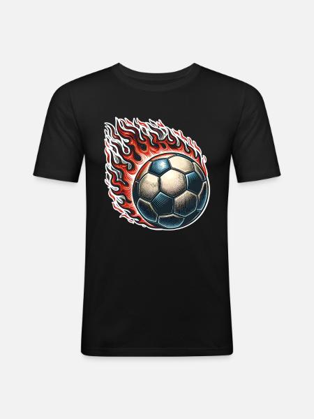 Soccer Flames Ball - Men's Slim Fit T-Shirt - black