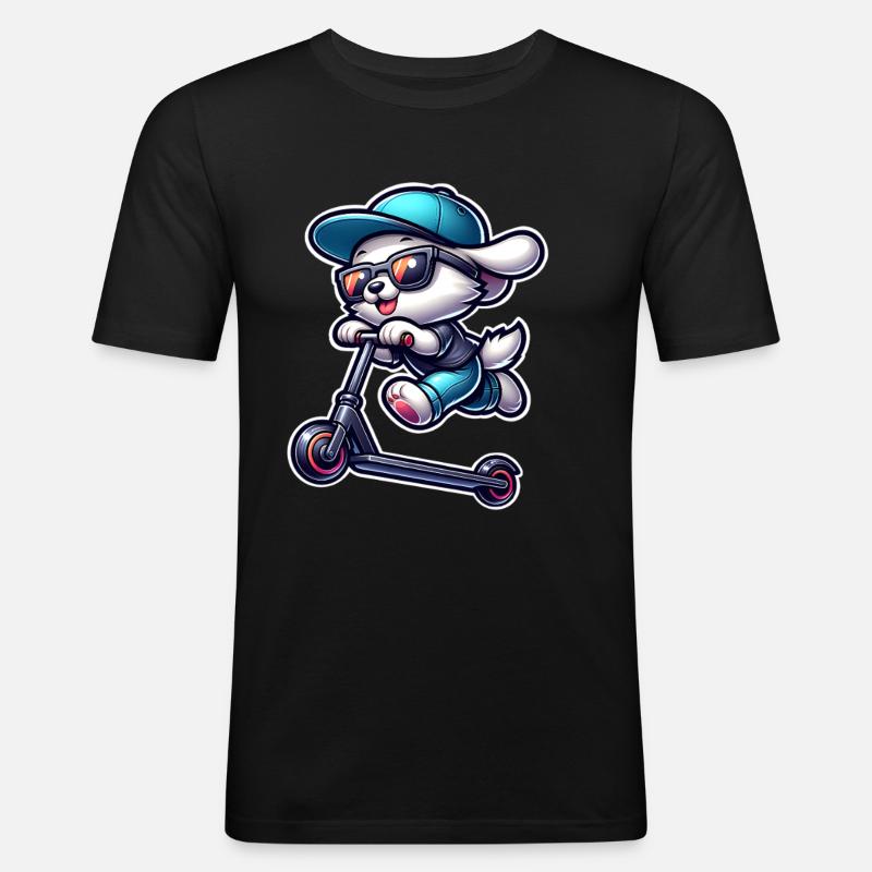 E-Scooter E-Scooter Scooter Chien - T-shirt près du corps Homme - noir