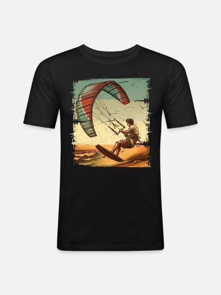 Kitesurfer Kiteboard Kitesurfing Kitesurf - Men's Slim Fit T-Shirt - black