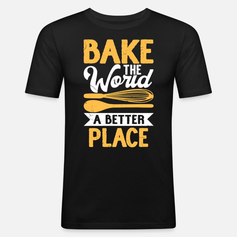 Backen - Männer Slim Fit T-Shirt - Schwarz