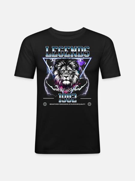 1982 Birthday Legend Leo - Men's Slim Fit T-Shirt - black