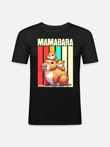 Mamabara Mère Capybara - T-shirt près du corps Homme - noir