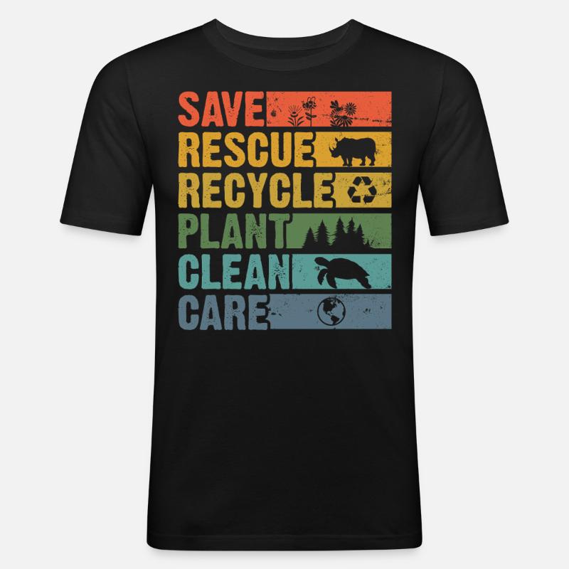 Earth Day - Männer Slim Fit T-Shirt - Schwarz