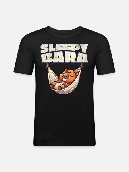 Capybara Sleepybara - Men's Slim Fit T-Shirt - black