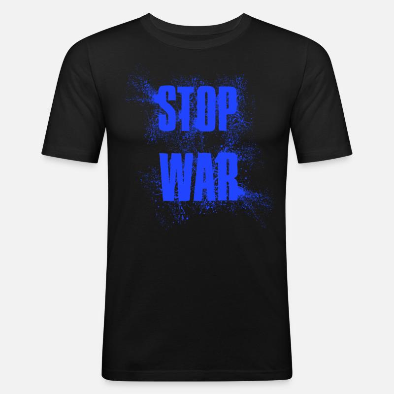 STOP WAR – NO WAR - PEACE - Männer Slim Fit T-Shirt - Schwarz