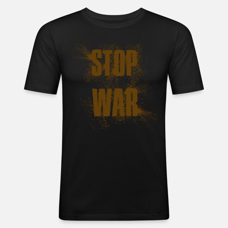 STOP WAR – NO WAR - PEACE - Männer Slim Fit T-Shirt - Schwarz