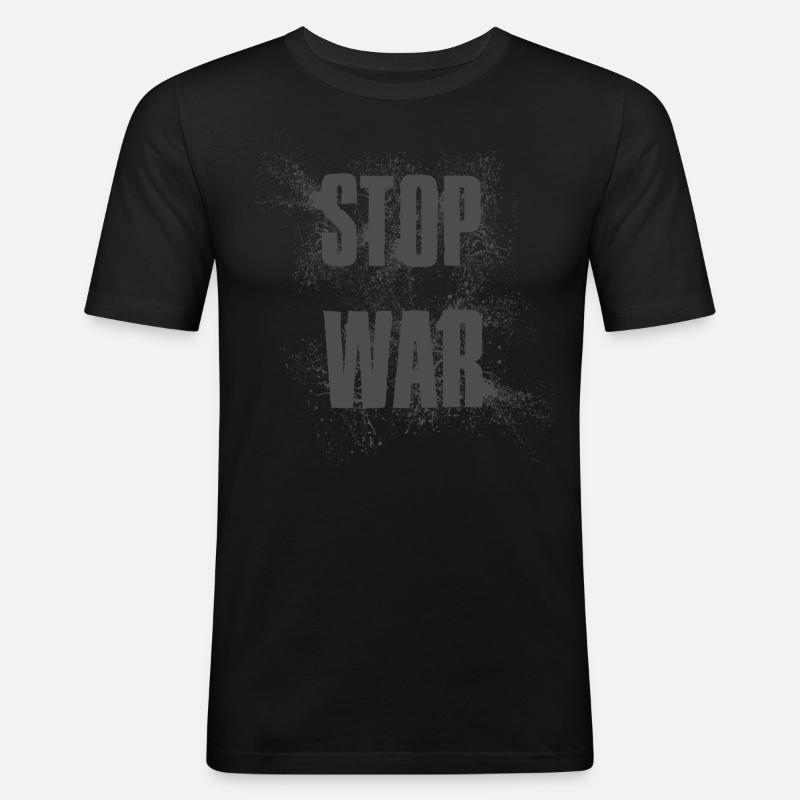 STOP WAR – NO WAR - PEACE - Männer Slim Fit T-Shirt - Schwarz