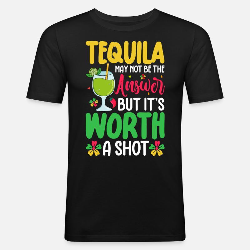Tequila - Männer Slim Fit T-Shirt - Schwarz
