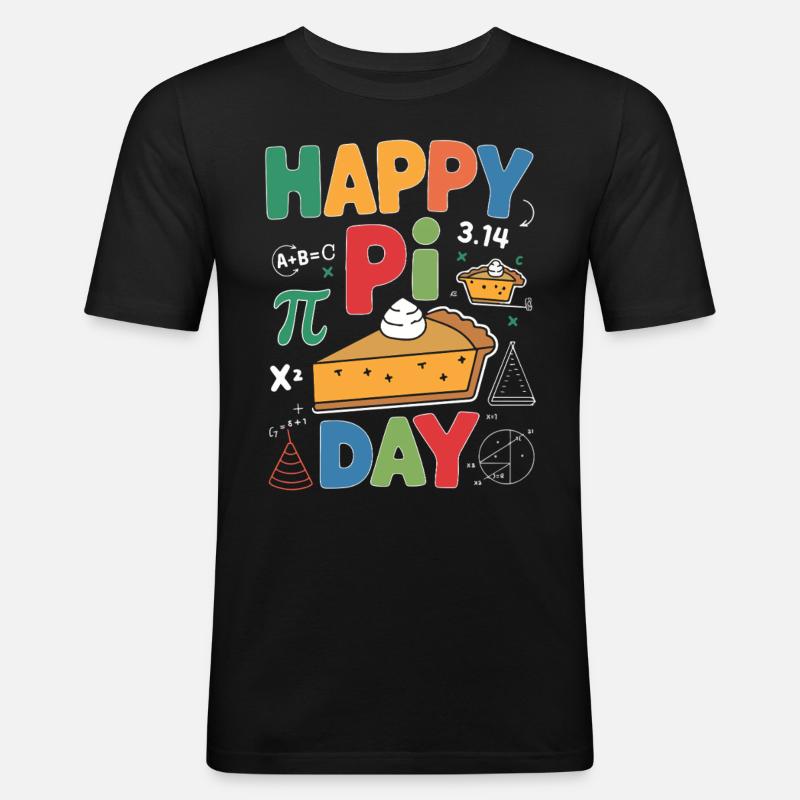 Happy Pi Day - Männer Slim Fit T-Shirt - Schwarz