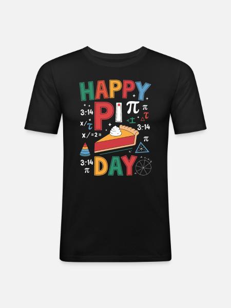 Happy Pi Day - Männer Slim Fit T-Shirt - Schwarz