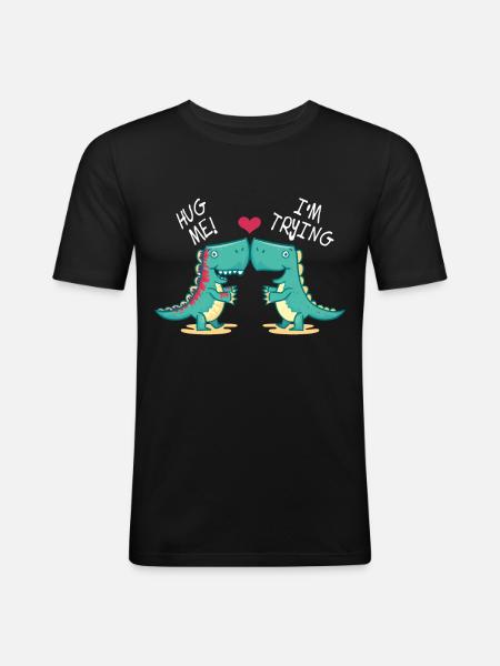Dino Hug - Men's Slim Fit T-Shirt - black