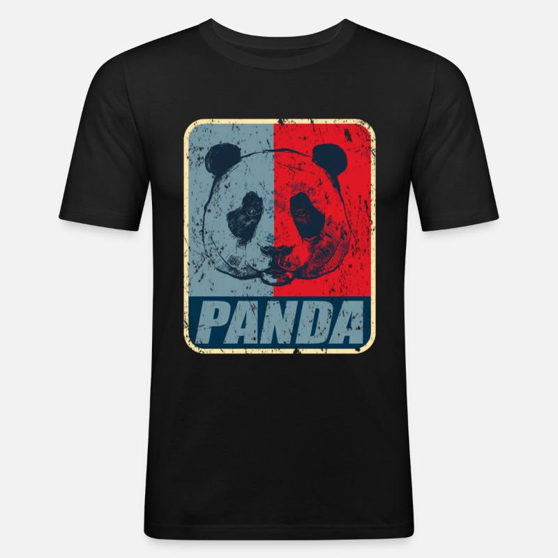Panda - Männer Slim Fit T-Shirt - Schwarz