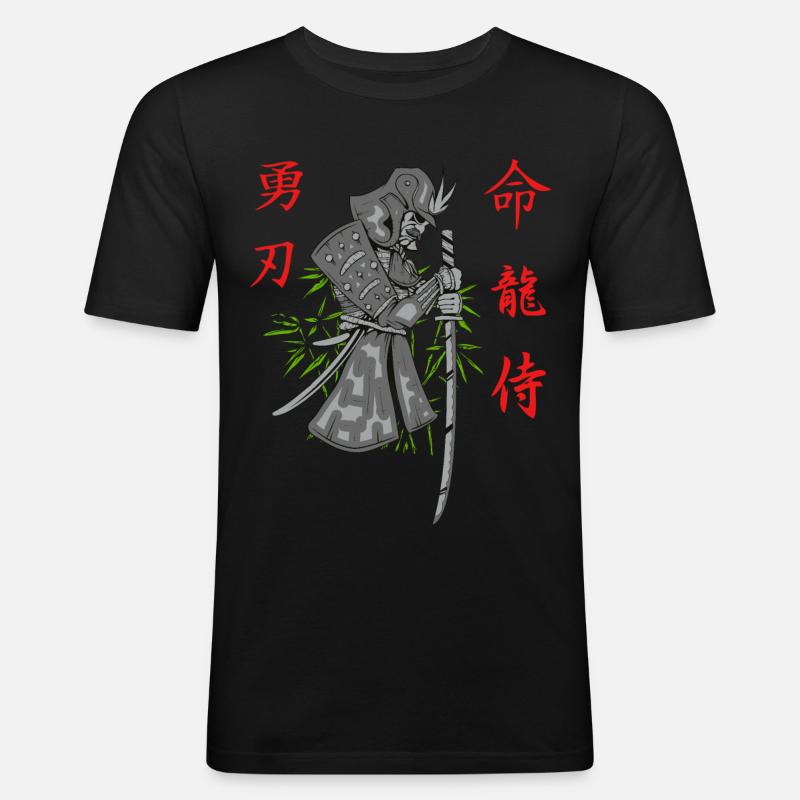 Samurai Krieger Japan - Männer Slim Fit T-Shirt - Schwarz
