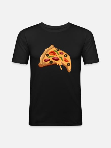 Pizza Stueck Pizzeria - Männer Slim Fit T-Shirt - Schwarz