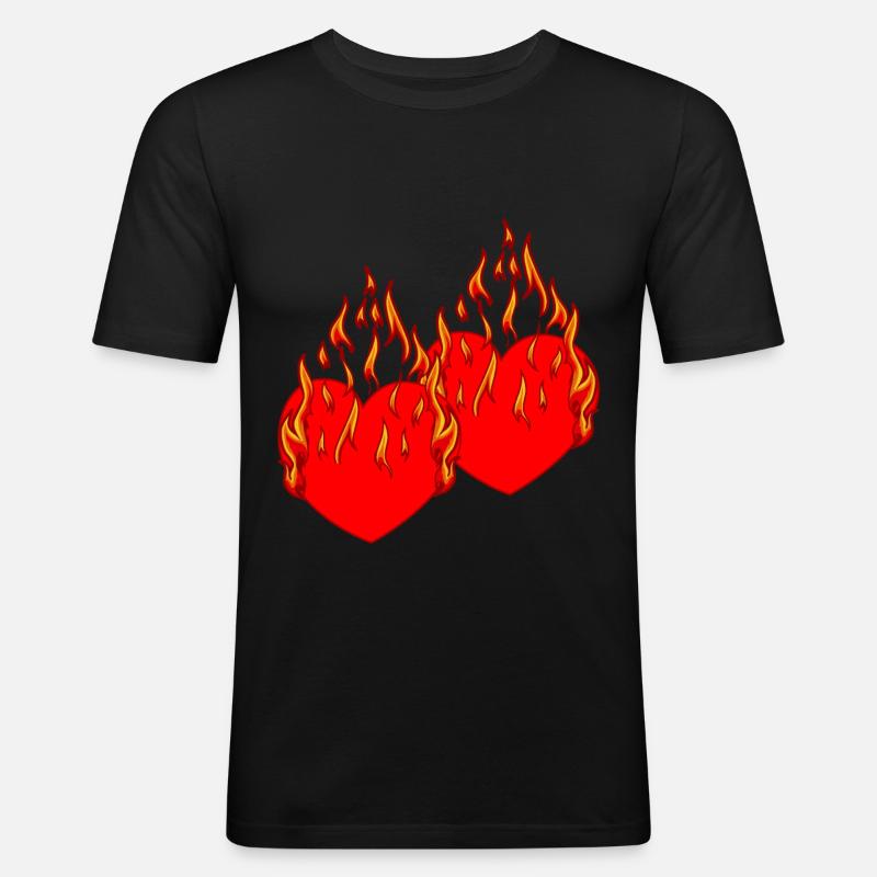 Hjerte Valentin Elsker Flamme Romantisk - Herre Slim Fit T-Shirt - sort
