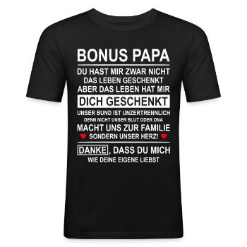 Bonus Papa Geschenk von Tochter - Männer Slim Fit T-Shirt - Schwarz - Vorne - Nik (191cm)