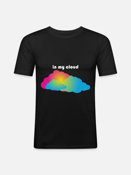 dans mon nuage - T-shirt près du corps Homme - noir