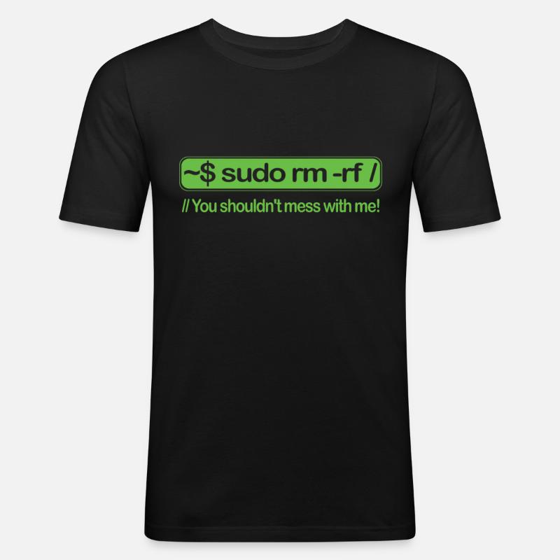 sudo rm -rf Linux programmer Unix Code Root - Men's Slim Fit T-Shirt - black
