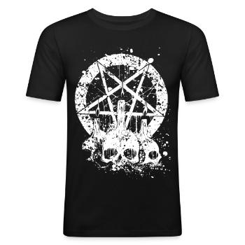 Gothic Skull - Männer Slim Fit T-Shirt - Schwarz - Vorne - Nik (191cm)