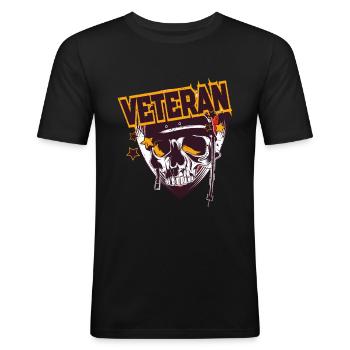 Veteran Der Armee - Männer Slim Fit T-Shirt - Schwarz - Vorne - Nik (191cm)
