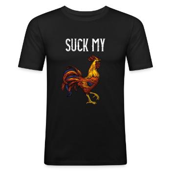 Suce ma bite - T-shirt près du corps Homme - noir - Devant - Nik (191cm)