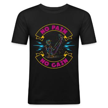 Pas de douleur pas de gain calisthenics cadeau v-sit gym - T-shirt près du corps Homme - noir - Devant - Nik (191cm)
