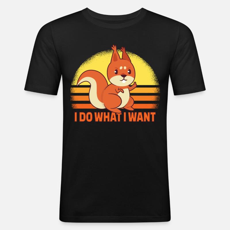 Lustiges Eichhörnchen ist frech - Geschenk - Männer Slim Fit T-Shirt - Schwarz