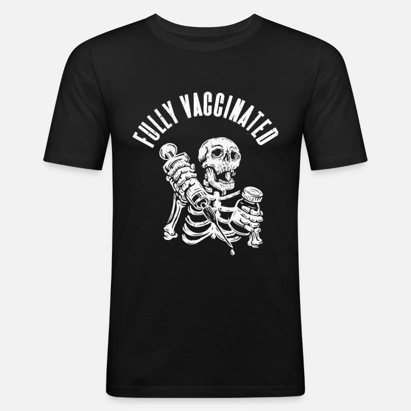 Geimpfte Schädelimpfspritze Impfstoff - Männer Slim Fit T-Shirt - Schwarz