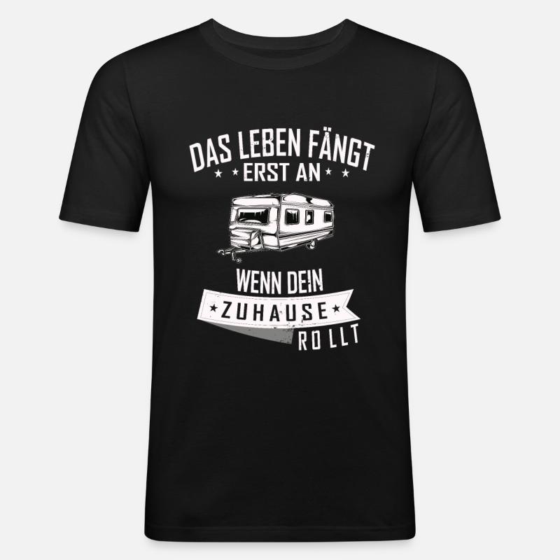 Wohnwagen Geschenkidee - Männer Slim Fit T-Shirt - Schwarz