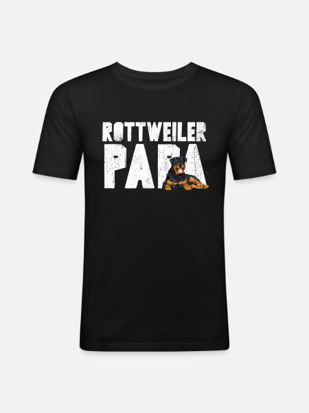 Rottweiler Papa - Männer Slim Fit T-Shirt - Schwarz