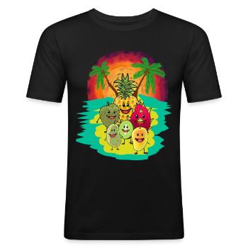 Frucht Südfrucht Südsee Früchte Fantasy Vitamine - Männer Slim Fit T-Shirt - Schwarz - Vorne - Nik (191cm)