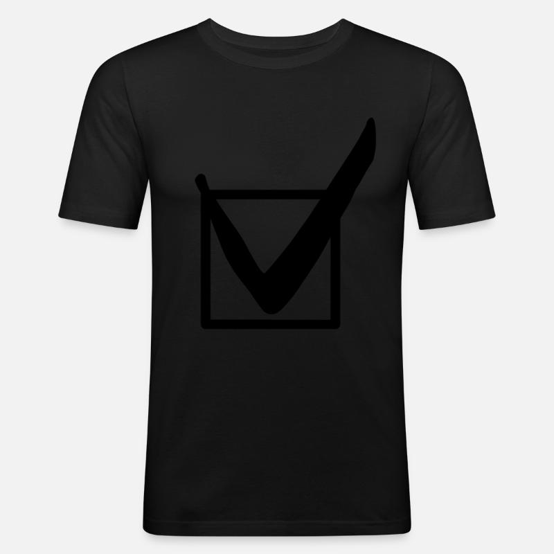 Symbol Häkchen Geschenkidee - Männer Slim Fit T-Shirt - Schwarz
