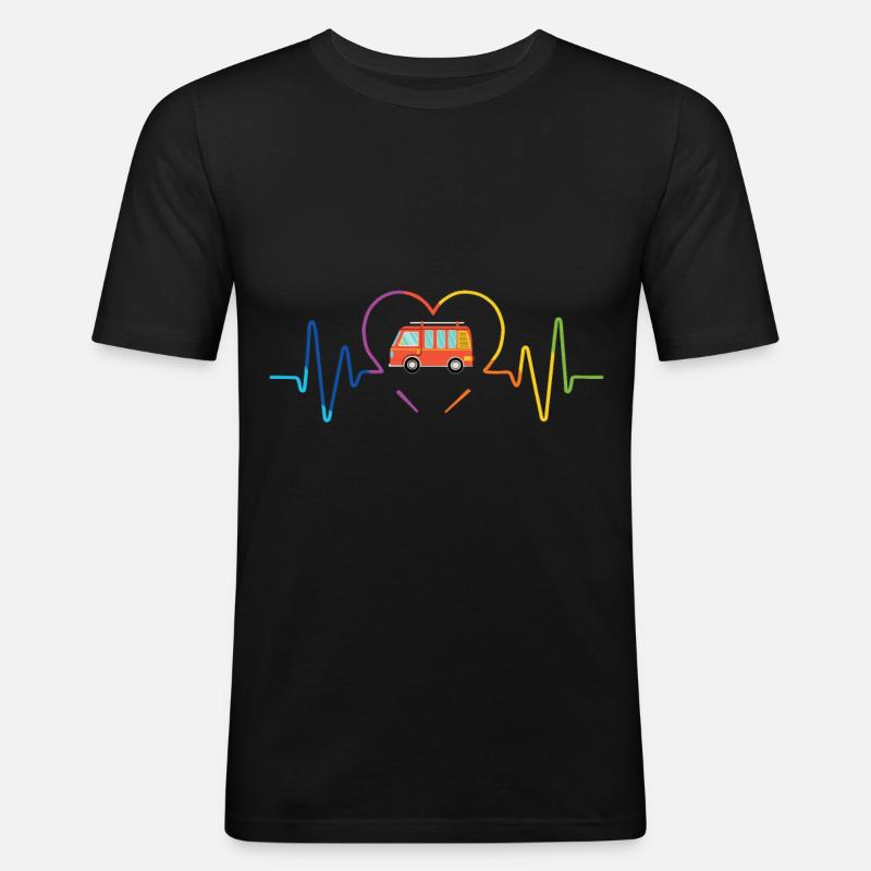 Camper Van Herzschlag Geschenkidee - Männer Slim Fit T-Shirt - Schwarz