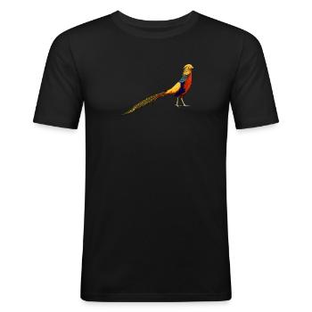 Gold Fasan I Vintage Pheasant Treibjagd Motiv für - Männer Slim Fit T-Shirt - Schwarz - Vorne - Nik (191cm)