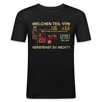 Welchen Teil von Fotografie Verstehst du nicht? - Männer Slim Fit T-Shirt - Schwarz - Vorne - Nik (191cm)