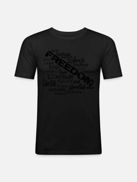 Freedom Peace Democracy - Political Statement - Men's Slim Fit T-Shirt - black