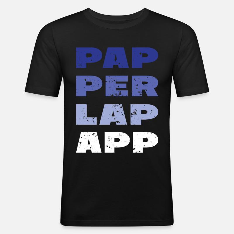 PAP PER LAP APP - Männer Slim Fit T-Shirt - Schwarz