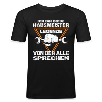 Hausmeister Hausverwaltung Heimwerker - Männer Slim Fit T-Shirt - Schwarz - Vorne - Nik (191cm)